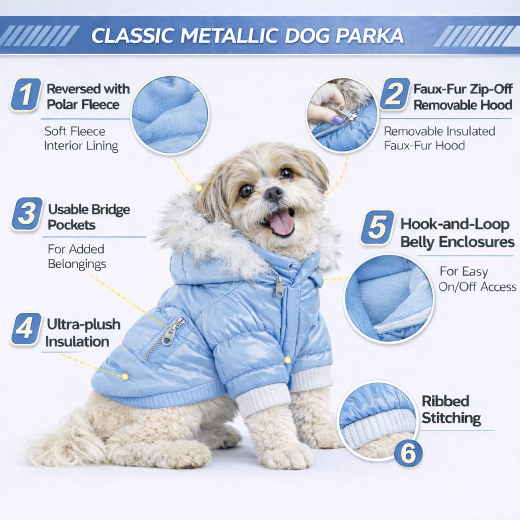 PetLife Metallic Fashion, Cappottino Parka per Cani