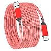 Cable USB C de 15 pies, cable USB-A a USB-C, cable trenzado de carga rápida compatible con iPhone 16 15, Sony PS5, Samsung Galaxy S25 S24 S23, Note 9 Plus, OnePlus 10 Pro, Nintendo Switch, Moto (rojo)