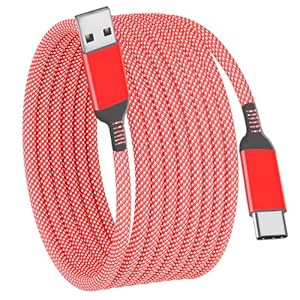 Cable USB C de 15 pies, cable USB-A a USB-C, cable trenzado de carga rápida compatible con iPhone 16 15, Sony PS5, Samsung Galaxy S25 S24 S23, Note 9 Plus, OnePlus 10 Pro, Nintendo Switch, Moto (rojo)