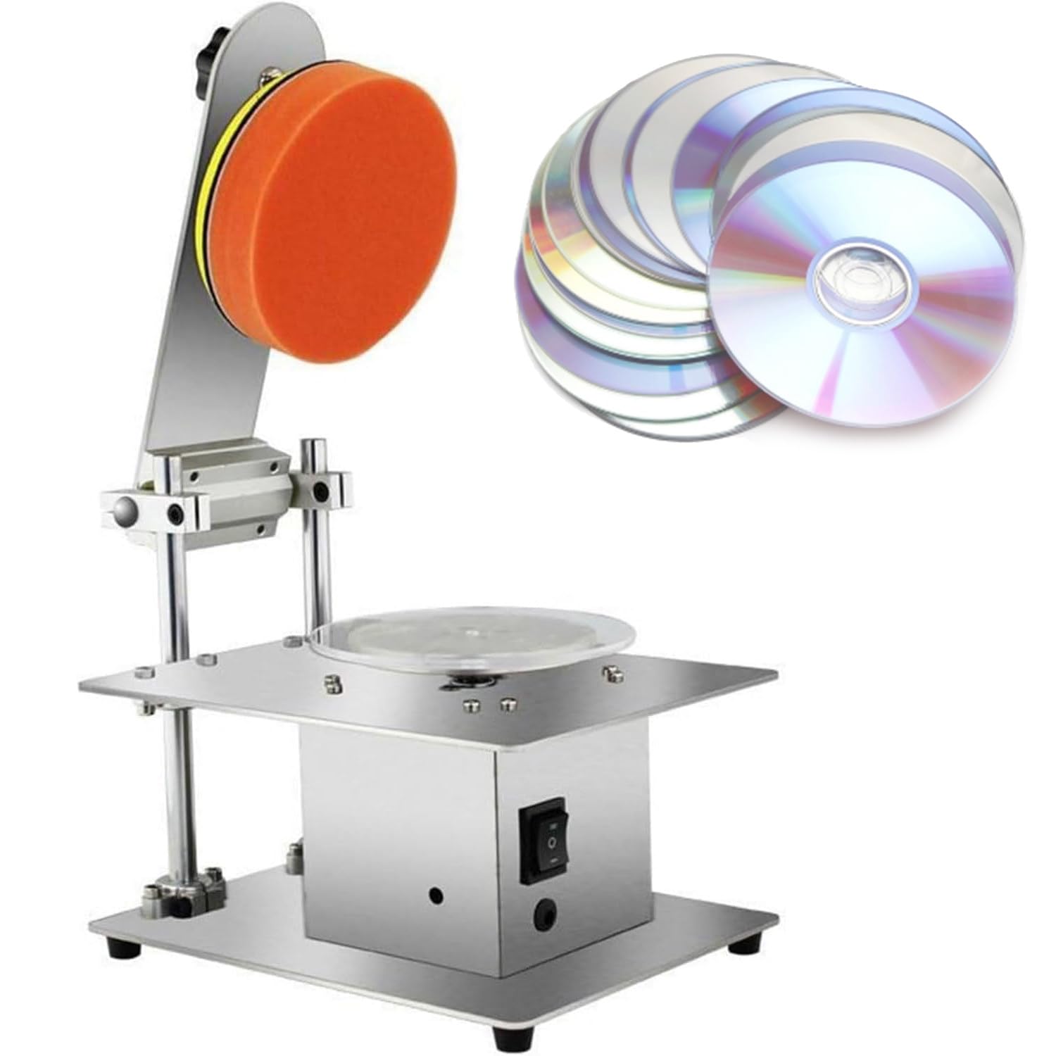 Lucidatrice per Dischi CD/Dvd 200W Semiautomatica, 7 velocità Regolabili 1000-6000 Giri/min, Acciaio Inossidabile, Tasso di Riparazione 99% per Graffi e Recupero Dati