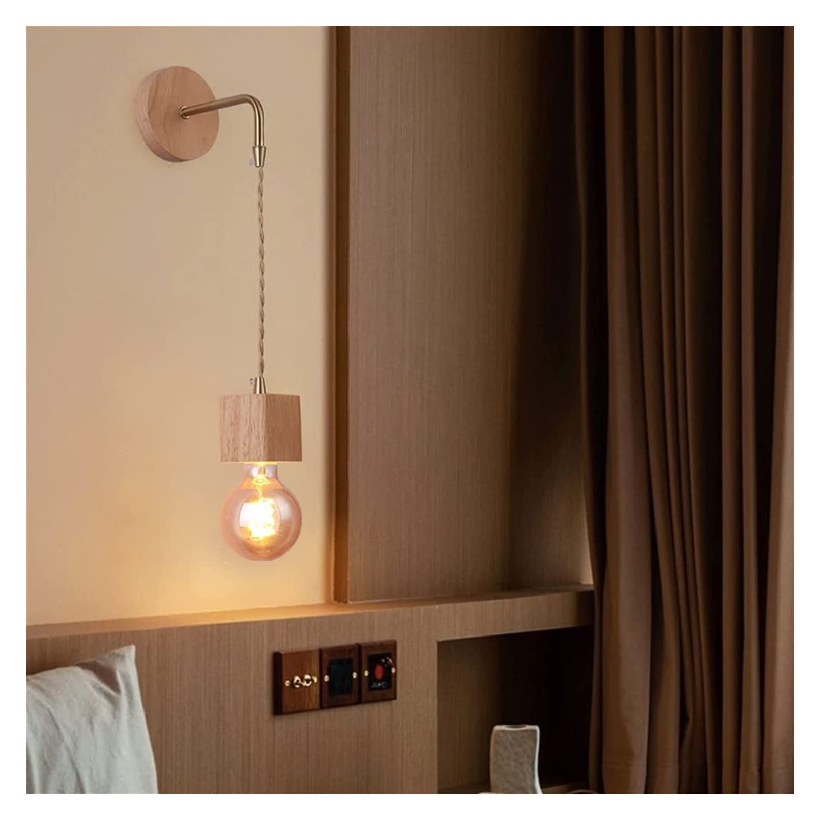 HUAYUSEDF Modern Wall Lamp Light Wood Sconce Lighting Minimalist Mounted, Wooden Geometric Indoor Fixture, E27 Mount Sconces Headboard Lamps for Bedroom Living Room Hallway (Color : C)(B)