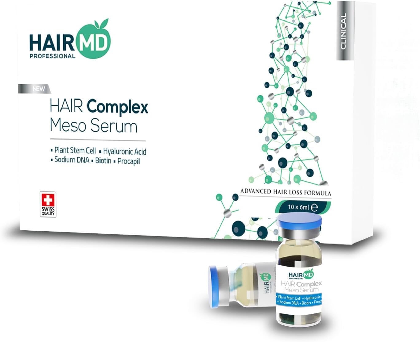 Clinical Hair Complex Meso Serum Growth – 10Pcs 6Ml Vials Scalp Treatment Ideal For Transplant, Home Application Activates Follicles Promotes New