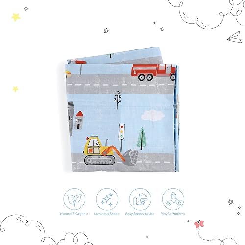 Miniatura 4 de Boston Linen Co. - Funda de almohada de suelo para niños, funda de cama Roadster Roar tumbona para niños y tumbona de almohada para lectura, tiempo