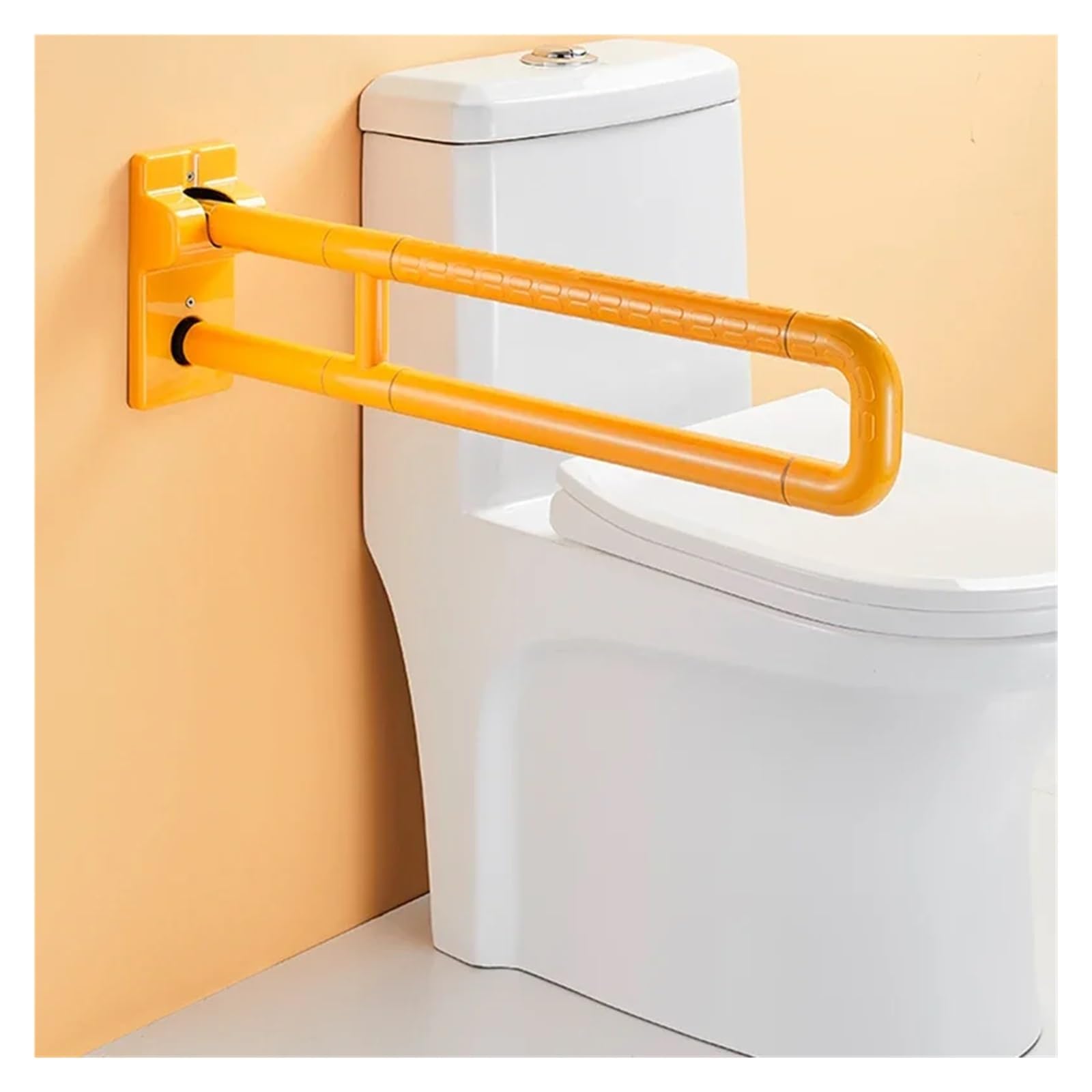 Foldable Toilet Handrail Wall Elderly Support Handle Anti Slip Home Stainless Toilet Shower Rail Aid Rod Bathroom Handrail Elderly(Yellow12x60cm)