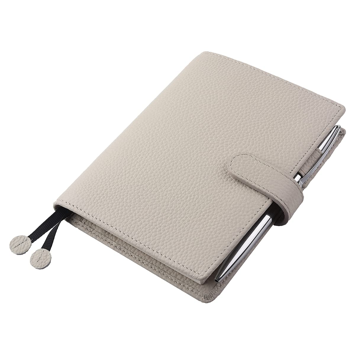Etui do planera A6, z prawdziwej skóry, przegródki na karty, kieszenie na zamek błyskawiczny, osobisty organizer, kompatybilny z większością notatników w formacie A6, kremowy