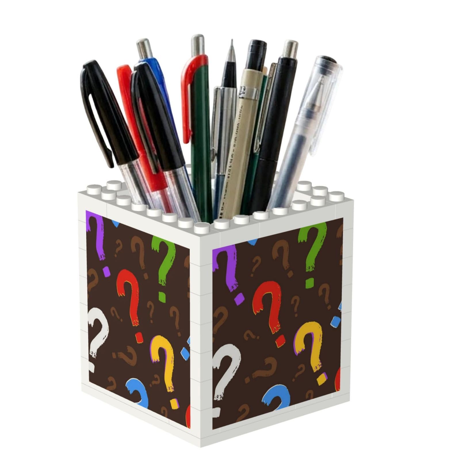Poadnly Colorful Question Mark, Pen Pot Pencil Holder for Office Home School, Compact Desk Organiser for Office Stationery