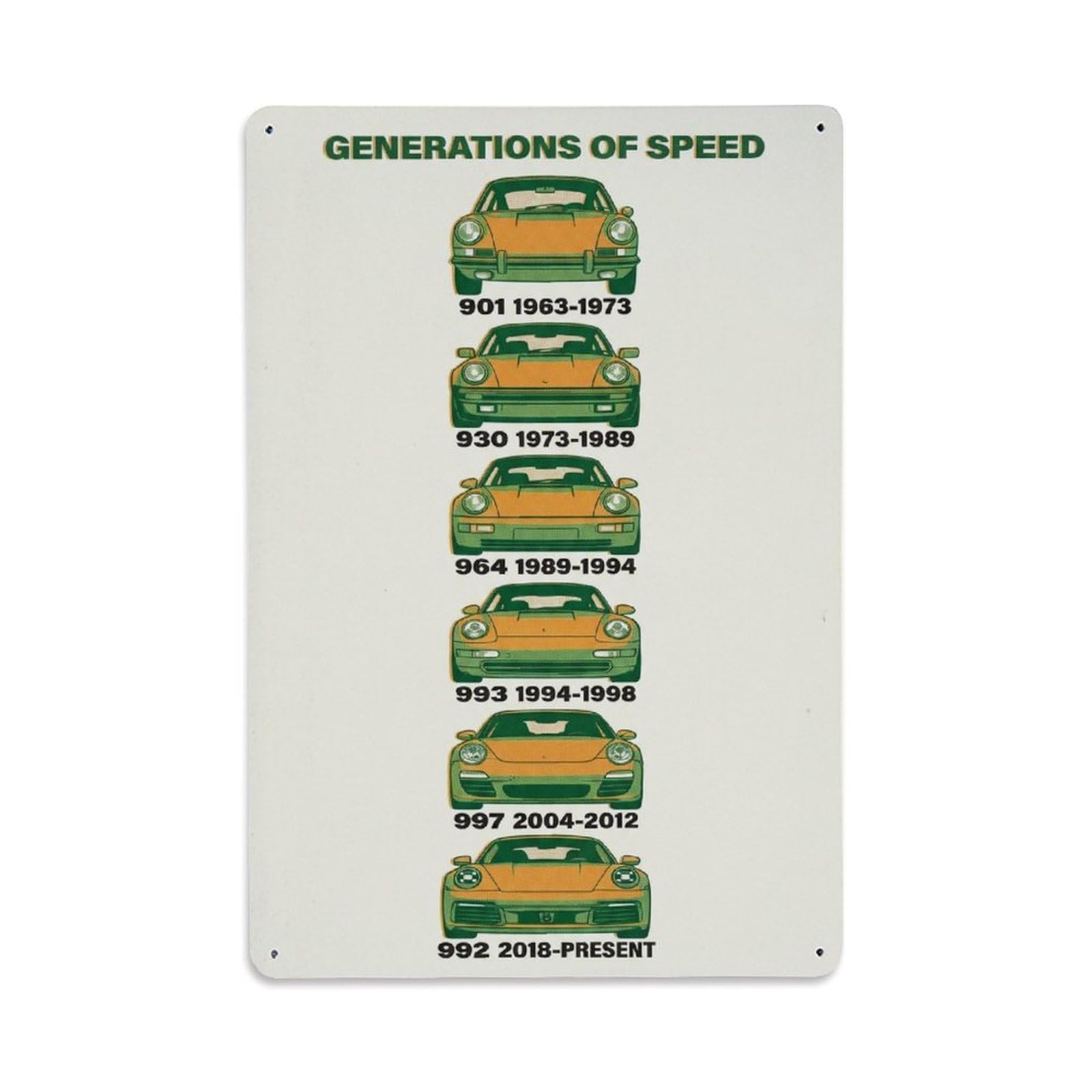 911 GT3 RS 930 964 993 Rear Profile Track Racing Supercar Metal Tin Sign Plaque Wall Decor for Cafe, Man Cave, Club Bar, Office, Home Garden Round Metal Poster 8x12Inch