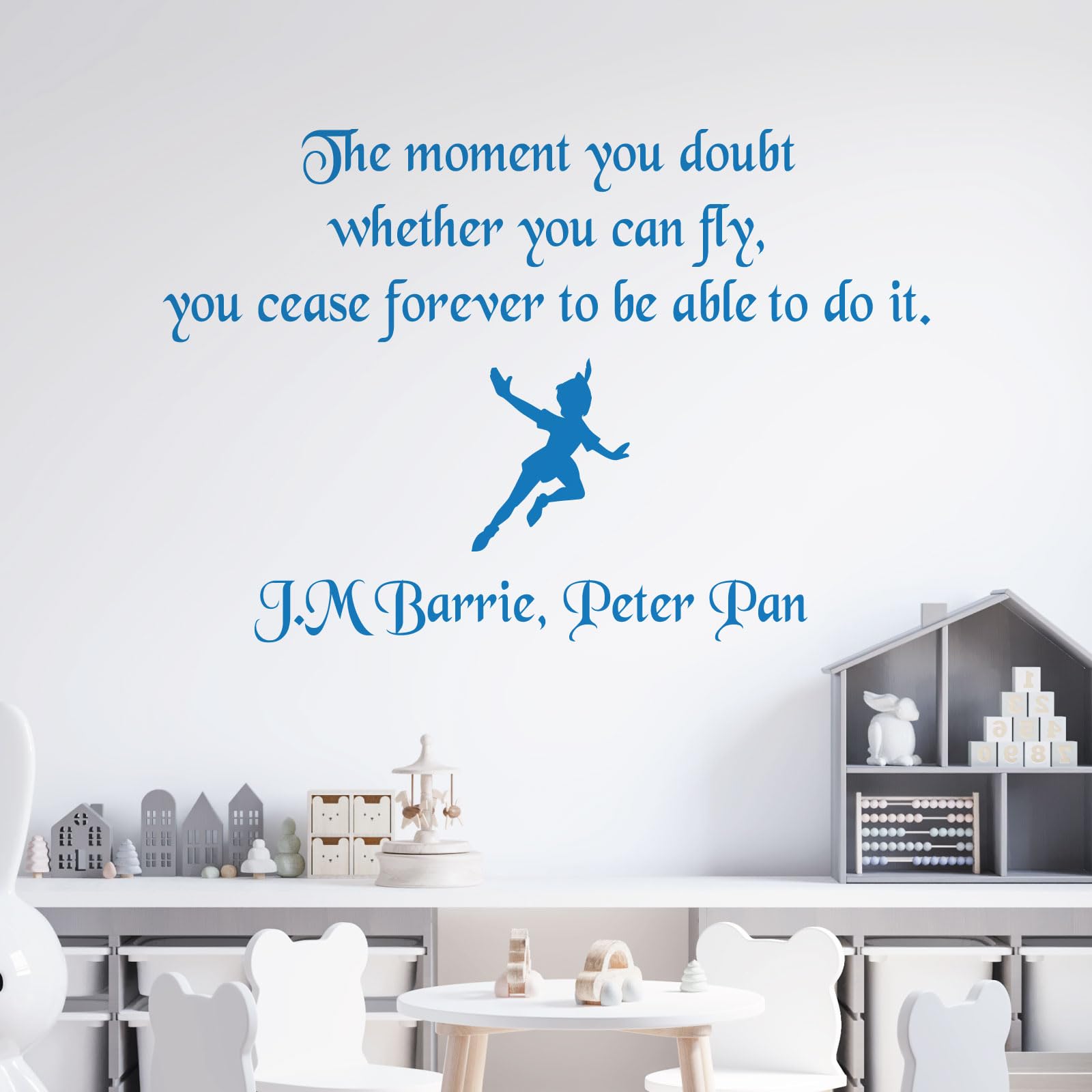 The Moment You Doubt Whether You Can Fly... - Peter Pan Book Disney Quote Decal Wall Sticker [XLarge] [Ocean]