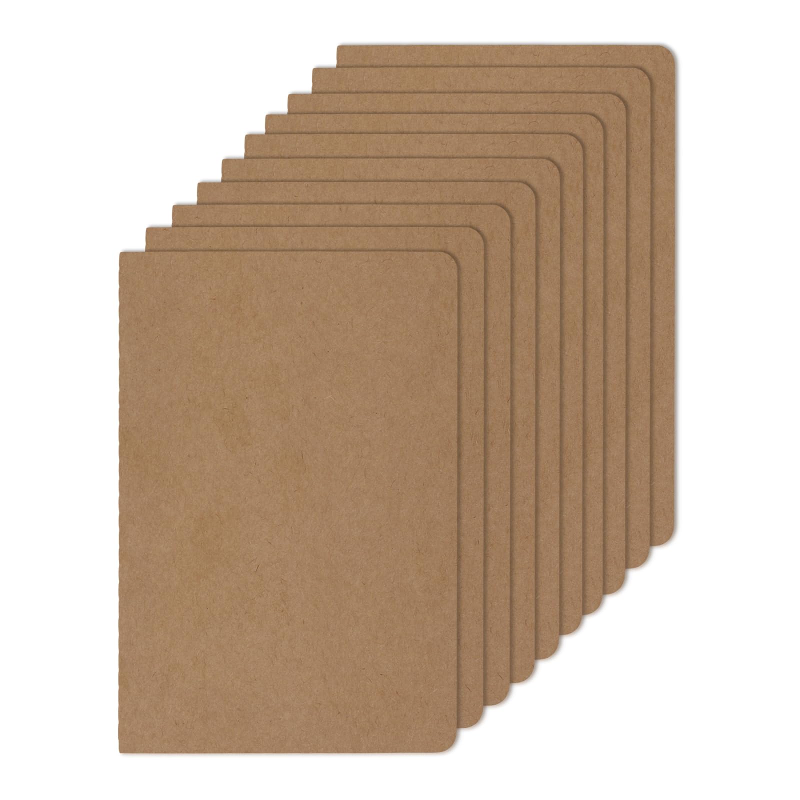 Thboxes A5 Notizbuch Liniert, 10Er Set, 30 Blatt/60 Seiten, Braun | 80 GSM Papier, Kraft Cover, Fadenheftung, 180° Flach Aufschlagbar, Abgerundete Ecken, Für Schule & Büro