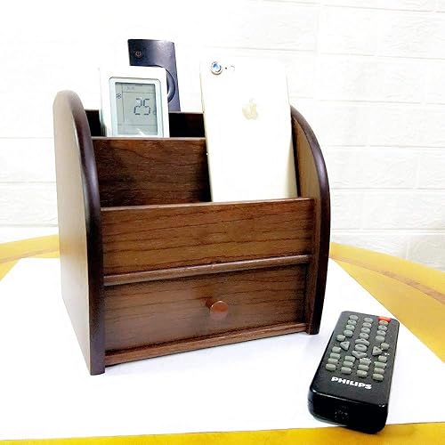 Miniatura 2 de N Organizador de almacenamiento de control remoto con cajón de oficina de madera papelería organización titular de la pluma Necesidades diarias