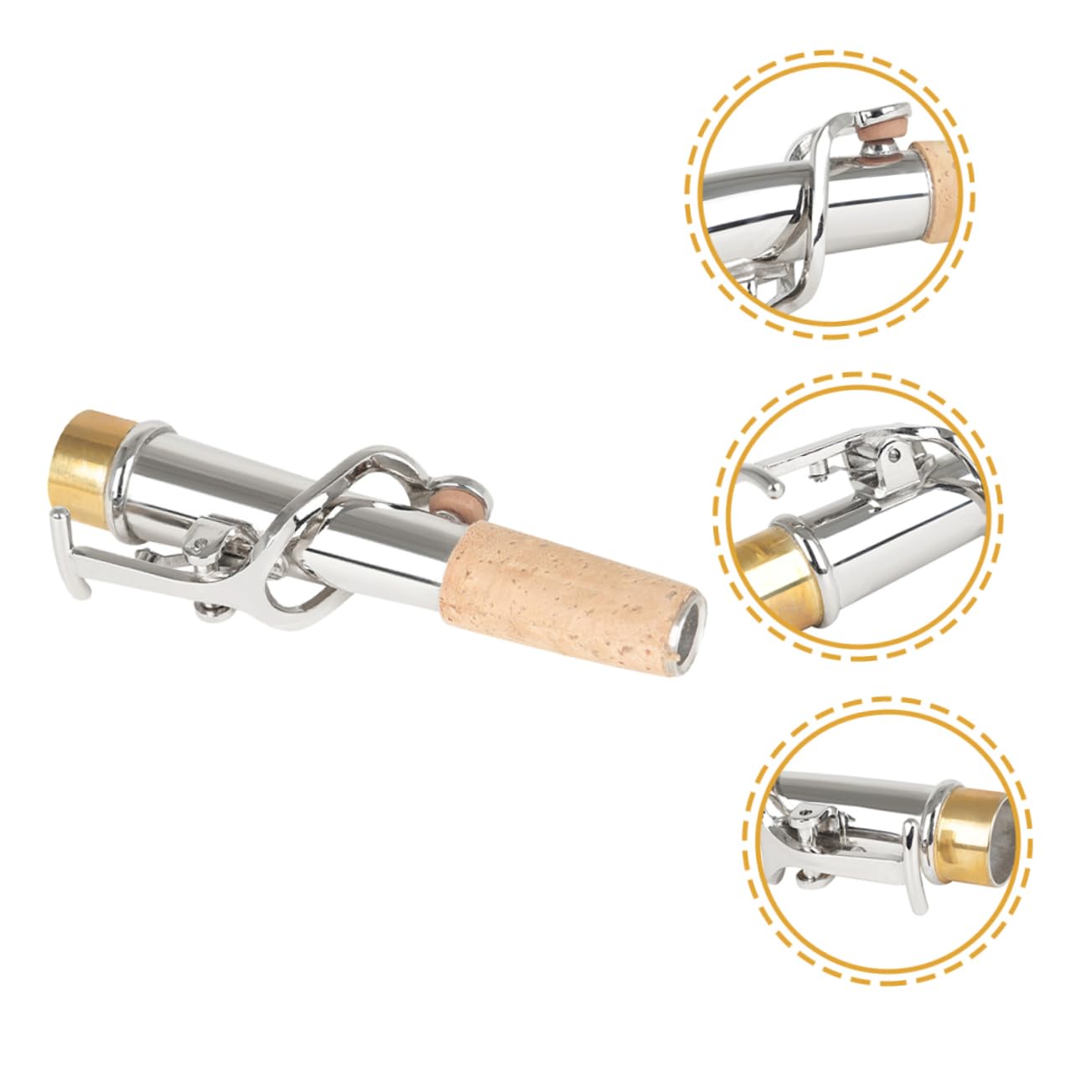 ibasenice 6pezzi Collo Per Sassofono Accessori Professionali Per Sassofono e Soprano Design Dritto e Curvo Resistente e Leggero Per Musicisti e Appassionati Di Musica