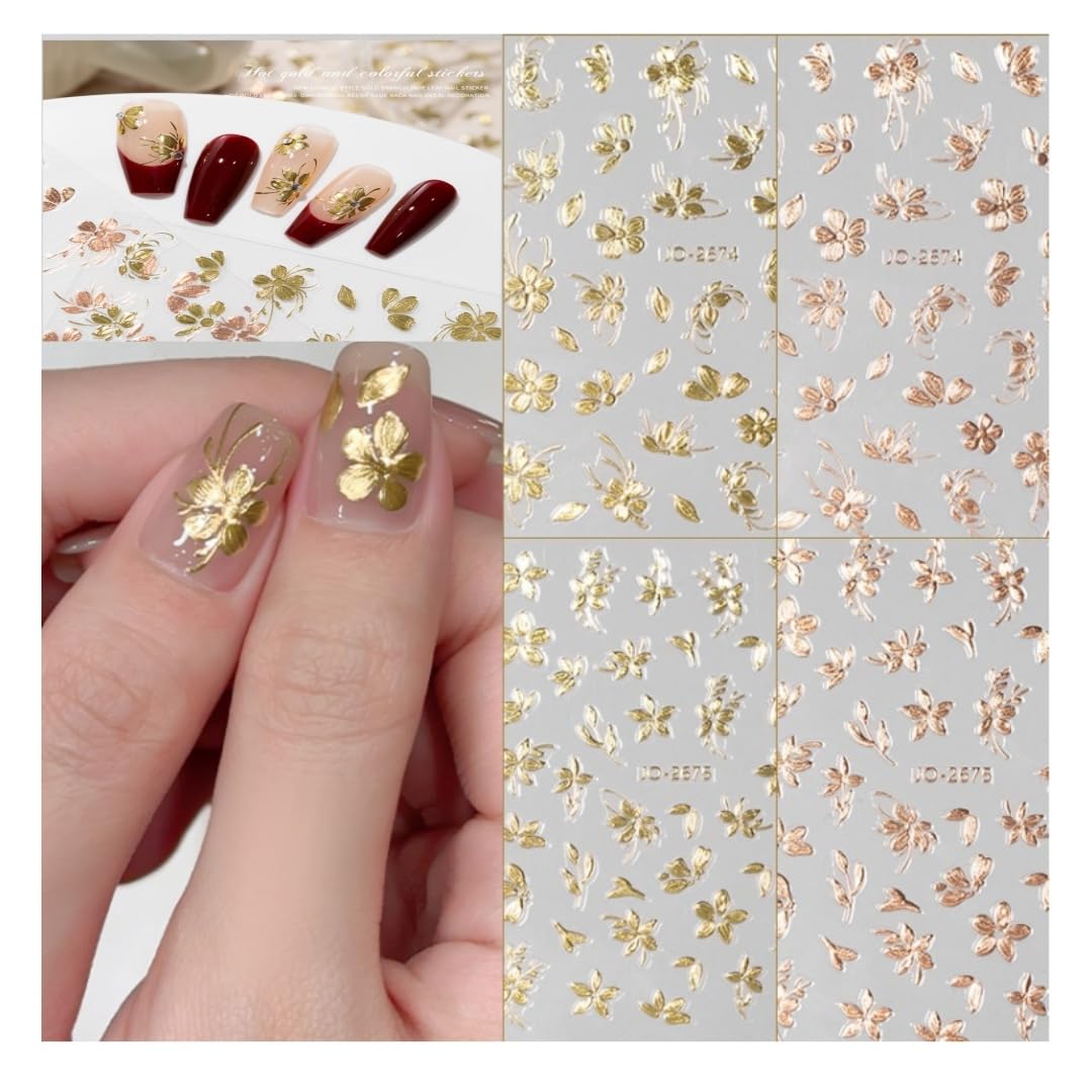 Amazon.co.jp: WBLDBB ネイルシール ゴールド ローズゴールド 3D 極薄