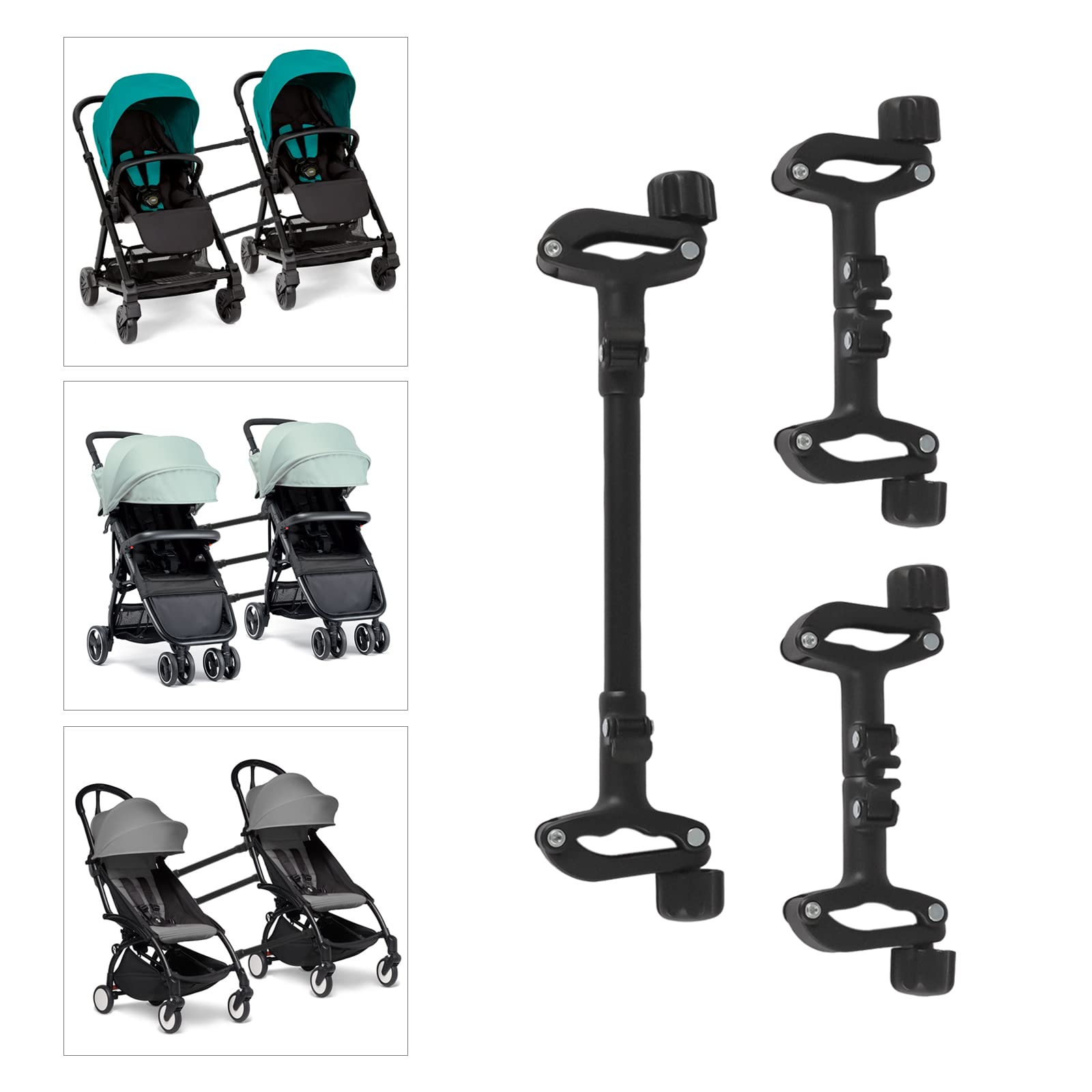 Lot de 3 raccords de poussette, connecteurs universels pour poussette, jumeaux, poussettes simples dans une poussette double