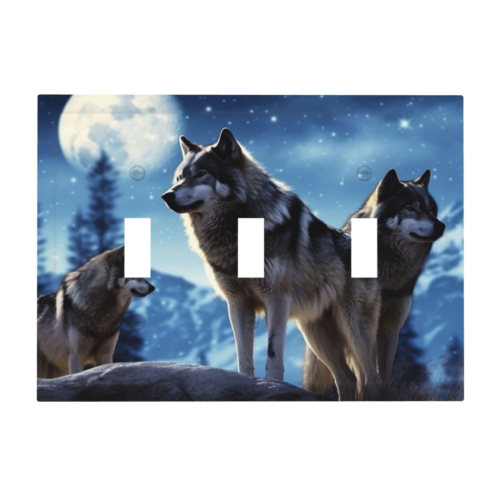 Decorator Light Switch Covers wolfs Wall Plate 3-Gang Mid Size 6.7" x 4.8" Triple Toggle Switch Wallplate Decorative 3 Gang Wall Switch Plate Covers Polycarbonate Thermoplastic
