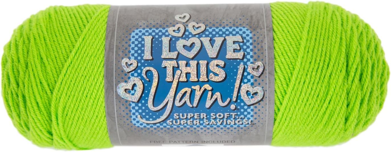 I Love This Yarn 4 - Medium – Soft Skein – 355 Yards of Acrylic Yarn for Crocheting Blankets, Hats, & More – Craft Supplies for Handcrafting Accessories, Limelight