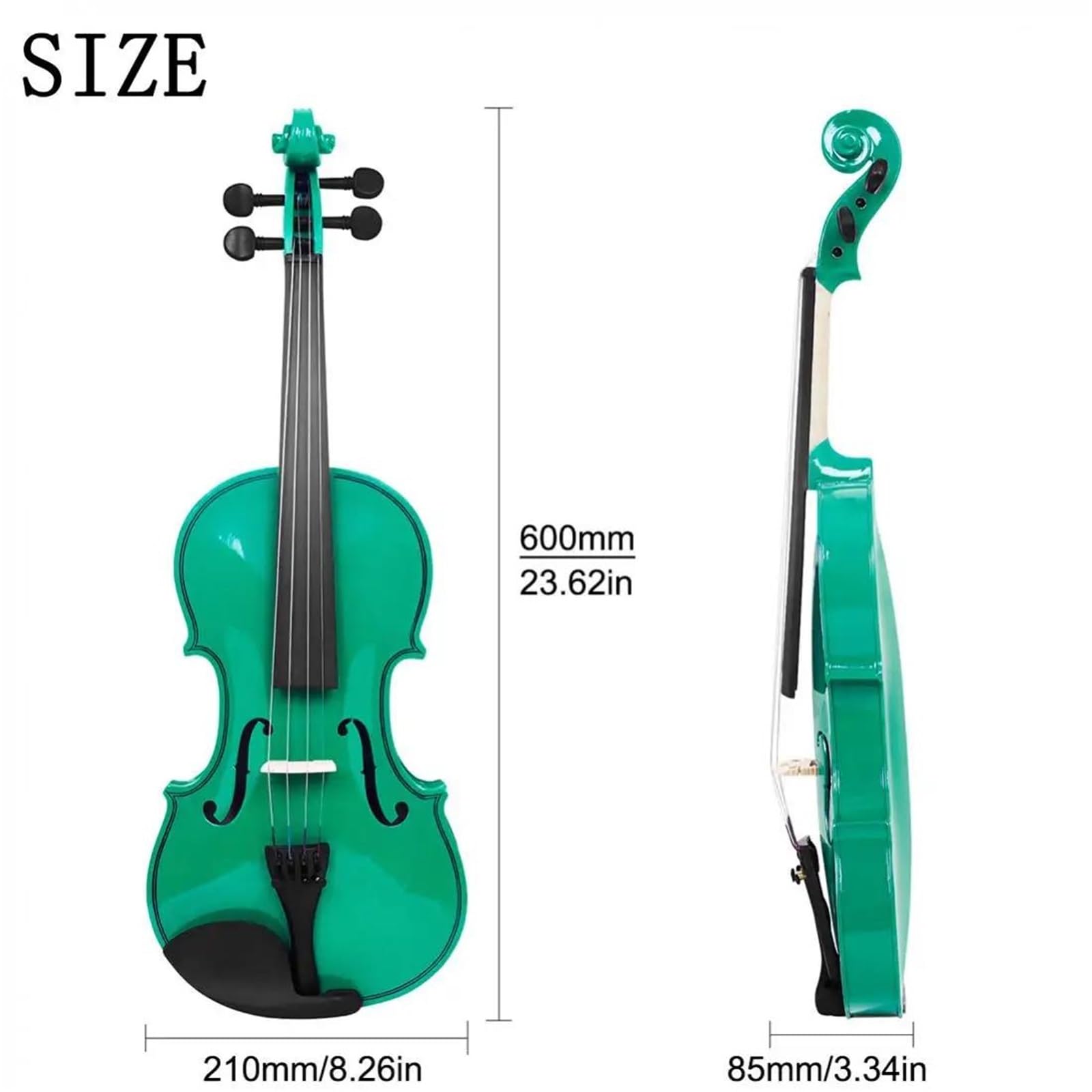 Violino Acustico In Legno Massello A Grandezza Naturale 4/4 Per Principiante Con Custodia E Arco Di Colore Viola/Verde(Green)