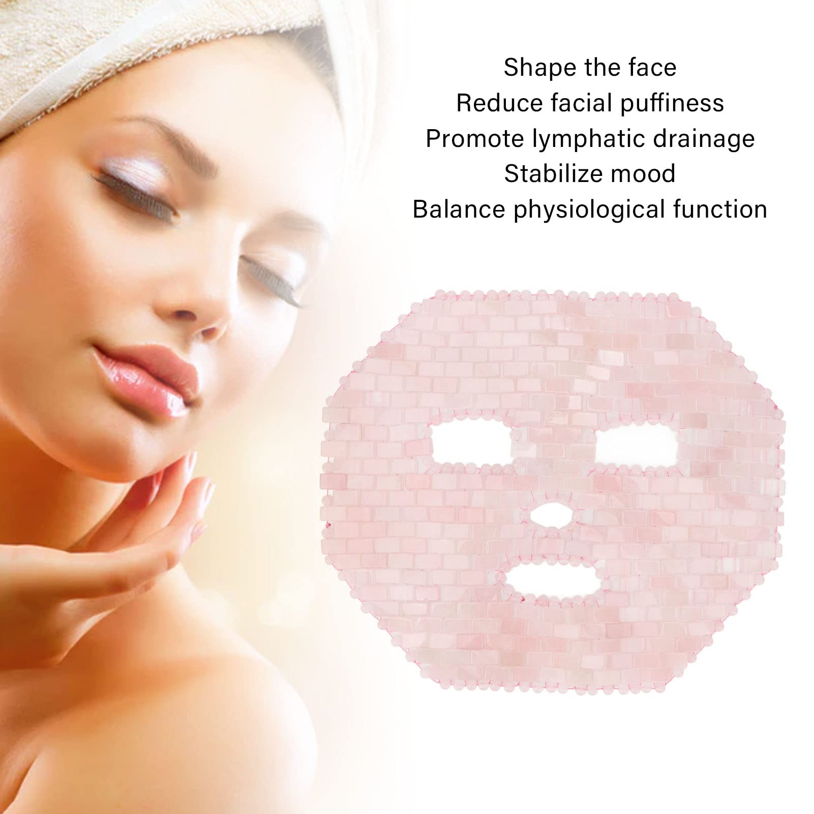 Couverture Faciale Jadestone, Masque pour les Yeux Anti-âge, Soulagement du Stress, pour Yeux Gonflés, Cernes, Soins du Visage (Quartz rose)