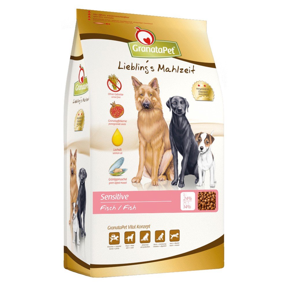 GranataPet Liebling's Mahlzeit Fisch Sensitive, Trockenfutter für Hunde, Hundefutter ohne Getreide & ohne Zuckerzusätze, Alleinfuttermittel, 4 kg