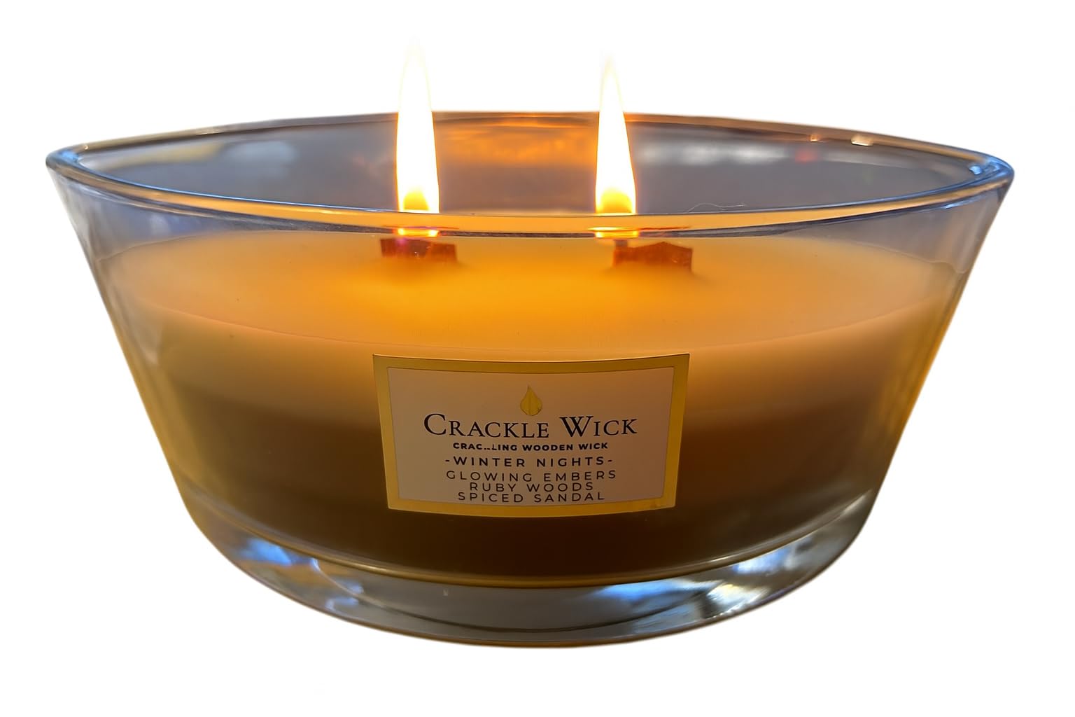 Candela profumata Crackle Wick, barattolo di vetro Ellipse con coperchio, 485 g, accoglienti notti invernali, aromi di lunga durata