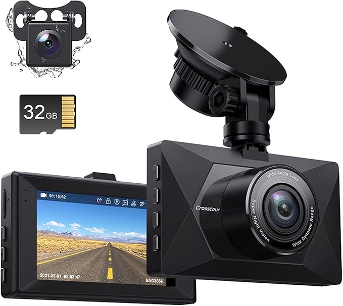 Amazon Co Jp Crosstourドライブレコーダー 前後カメラ 1080pフルhd Sonyセンサー 1200万画素 Wdr機能 170超広角 32gbsdカード付き Gセンサー 駐車監視 夜間対応 動体検知 上書き機能搭載 Cr350s 車 バイク