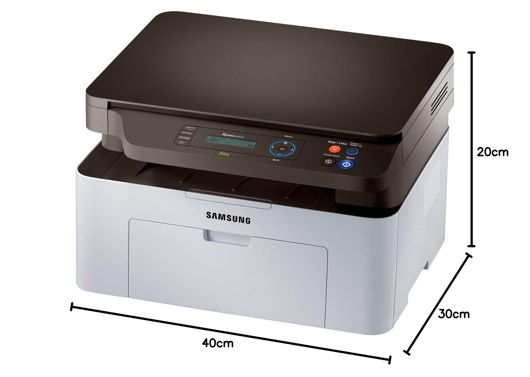 Samsung SL-M2070 Xpress, Stampante multifunzione laser (stampa, copia, scansione), Bianco/Nero