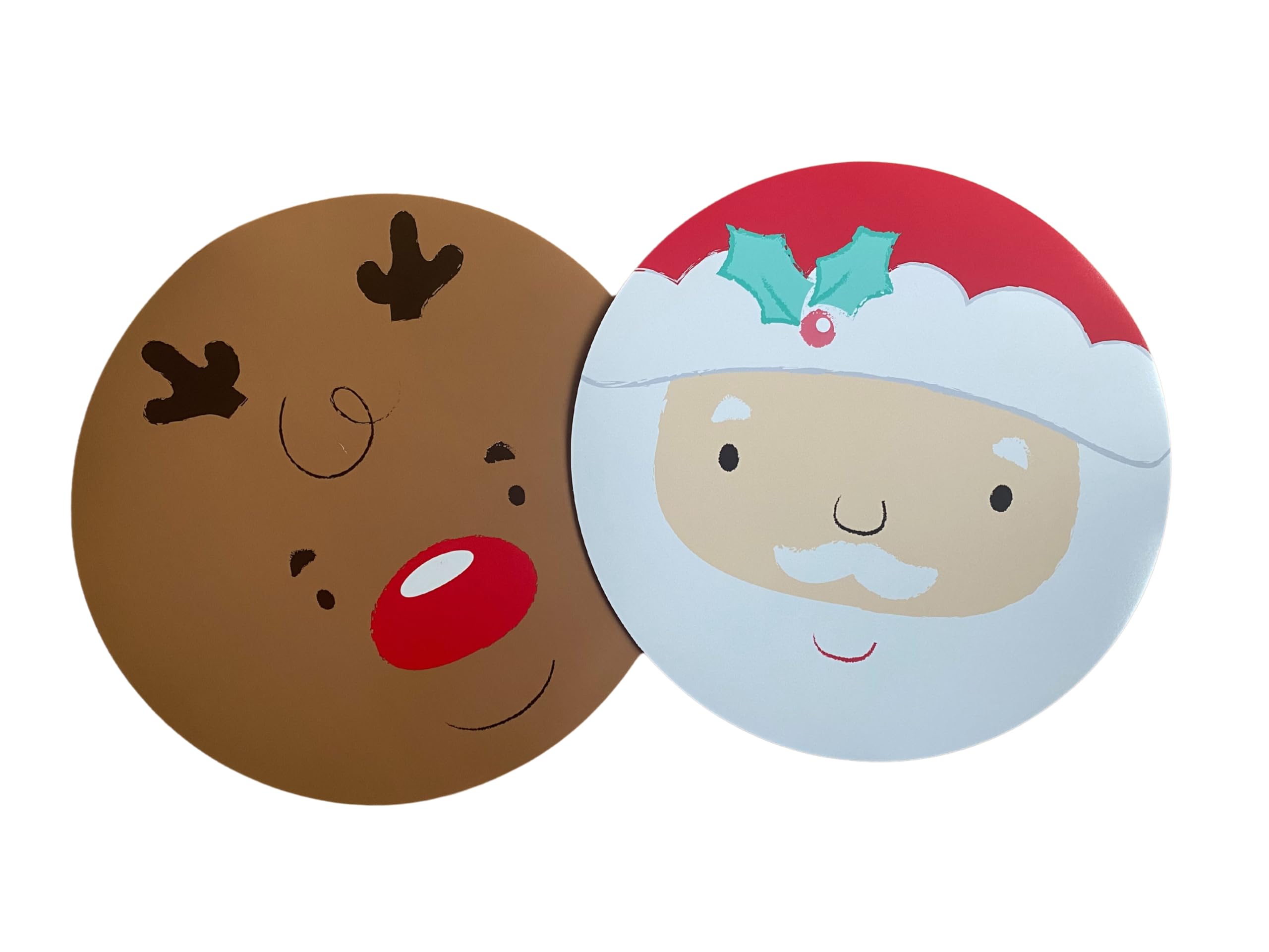 Christmas Placemats Set x 4, Santa Reindeer Design, Xmas Eve Box Fillers, Novelty Decorations for Christmas Dinner Table