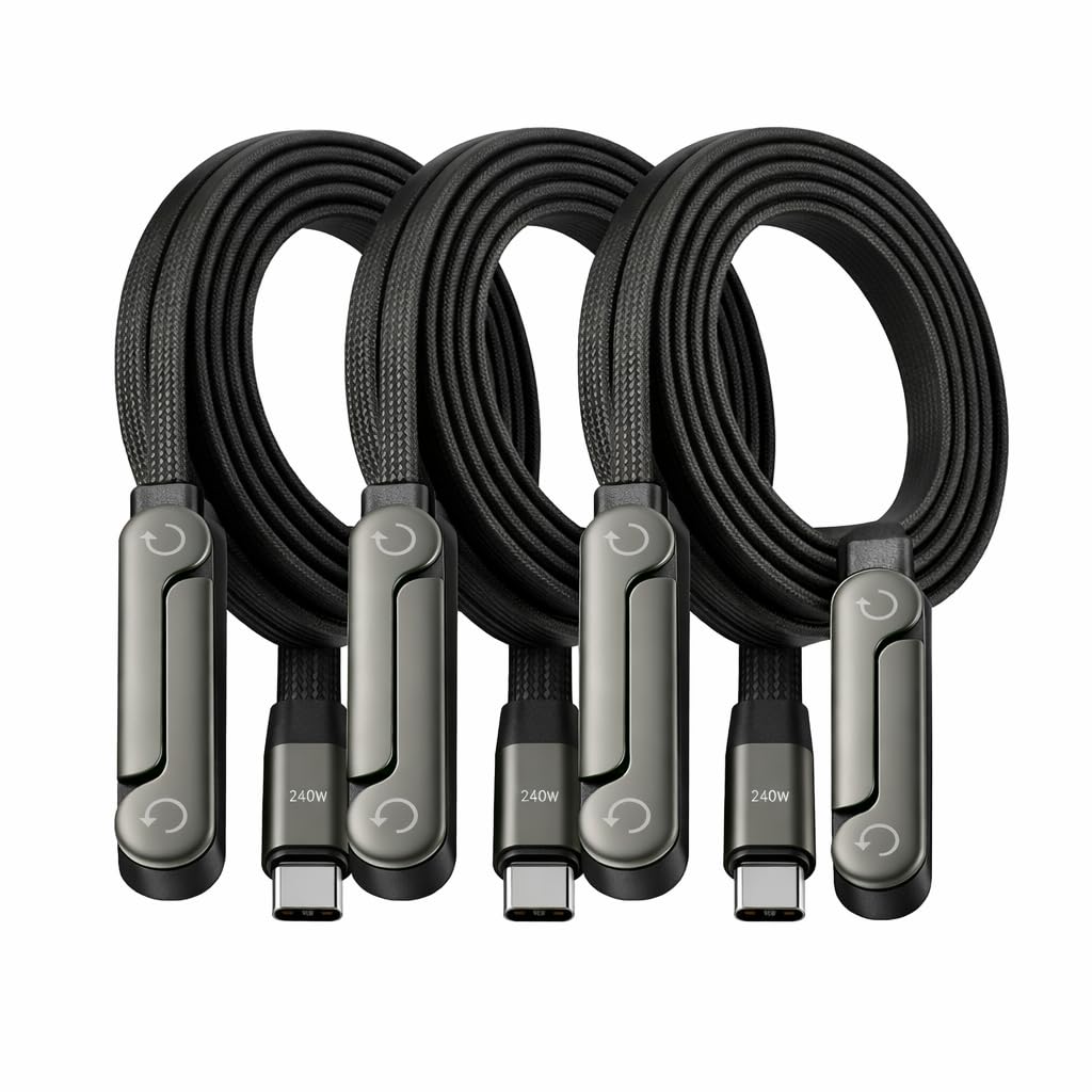 Photo 1 of 240W USB C to USB C Fast Cable with Invisible Phone Stand, 90° Flat Cord