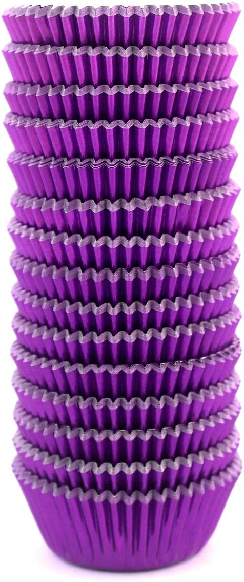 Eoonfirst Mini Foil Cupcake Liners Muffin Paper Baking Cups 300 Pcs (Dark Purple)