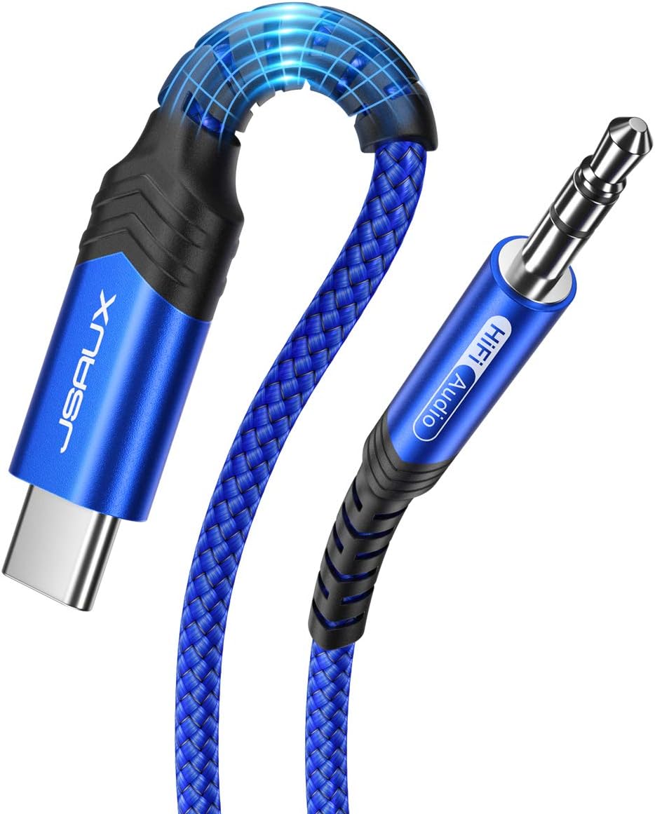 USB C to 3.5mm Audio Aux Jack Cable[3.3ft], JSAUX Type C Adapter to 3.5mm Headphone Stereo Cord Car Compatible with iPad Pro 2018 Google Pixel 2 3 XL, Samsung Galaxy S21 S20 Ultra Note 10 Plus-Blue : Electronics