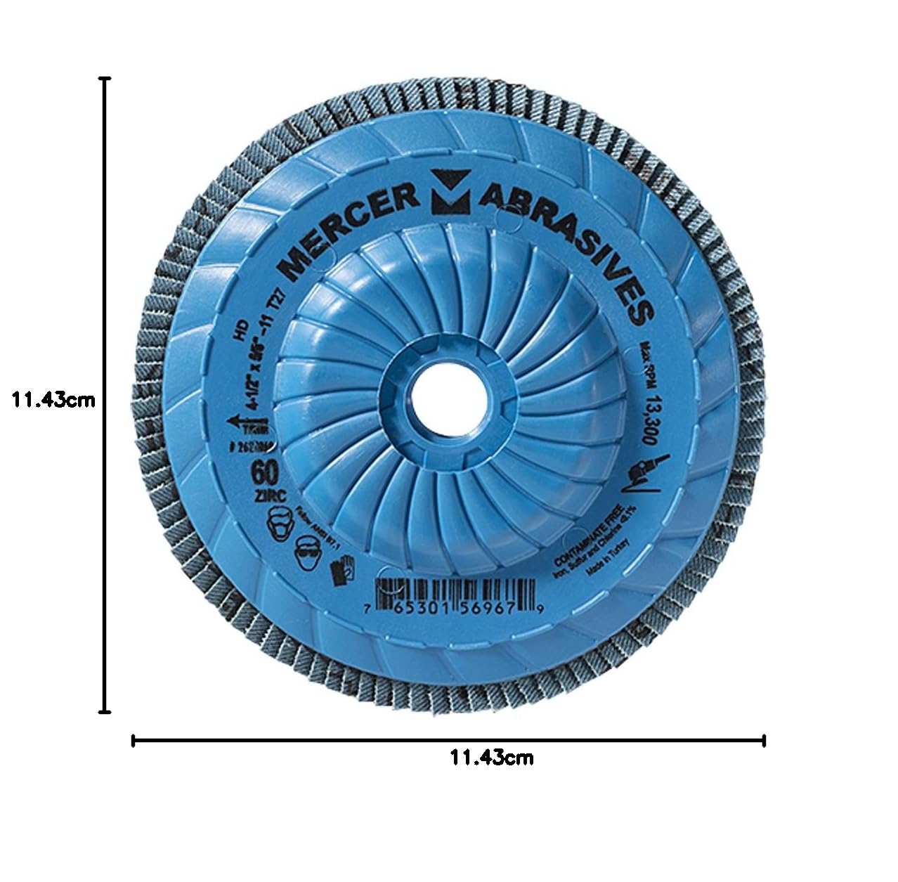 Mercer Industries 262T036 ad alta densità tipo 27, 4 – 1/5,1 cm "x 5/20,3 cm -11 grana 36 zirconia flap Disc Trimmable (confezione da 10), 262T060