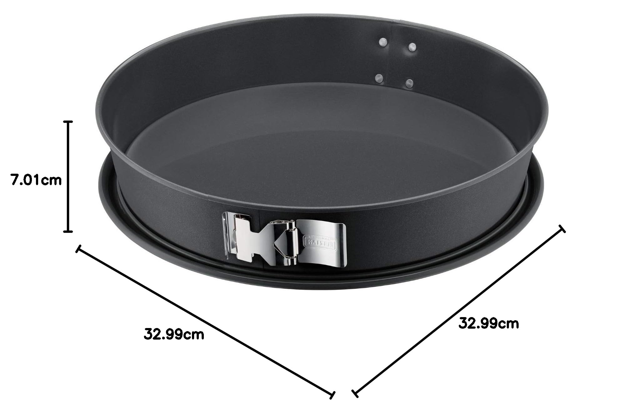 Original Kaiser La Forme Plus tortownica stożkowa 32 cm, zamknięcie SafeClick, okrągła forma do pieczenia serników, dno emaliowane, powlekane, odporne na przecięcie