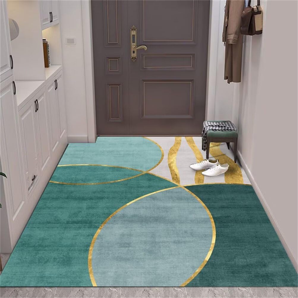 Tapis couloir long vert moderne pour sublimer et réchauffer votre entrée