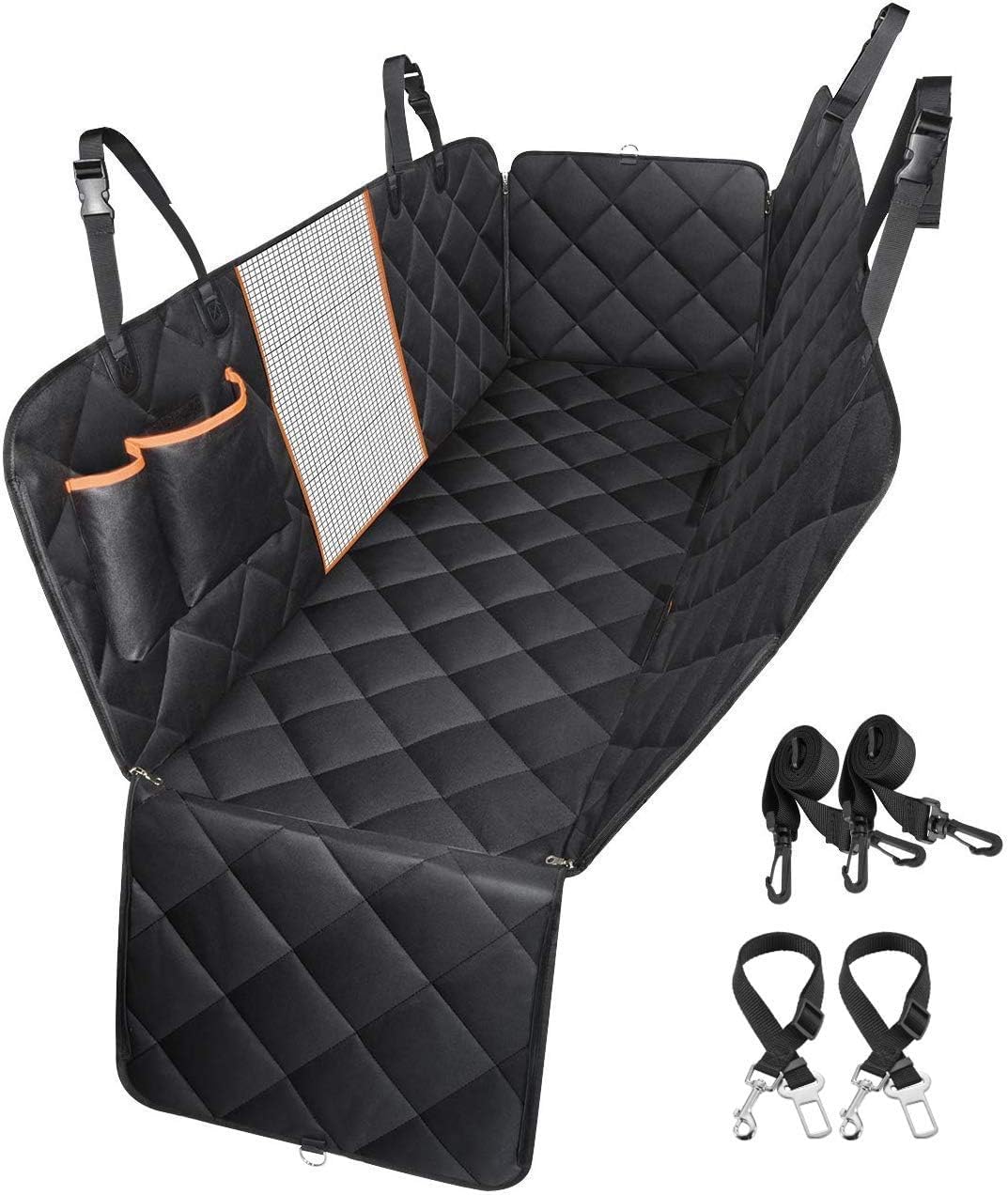 MadongJ Dog Car Seat Cover for Mitsubishi Outlander Lancer ASX Pajero, Rear Seat Covers Back Seat Cover Scratch Proof Nonslip Dog Seat Protector Cover,Orange Edge Part/B