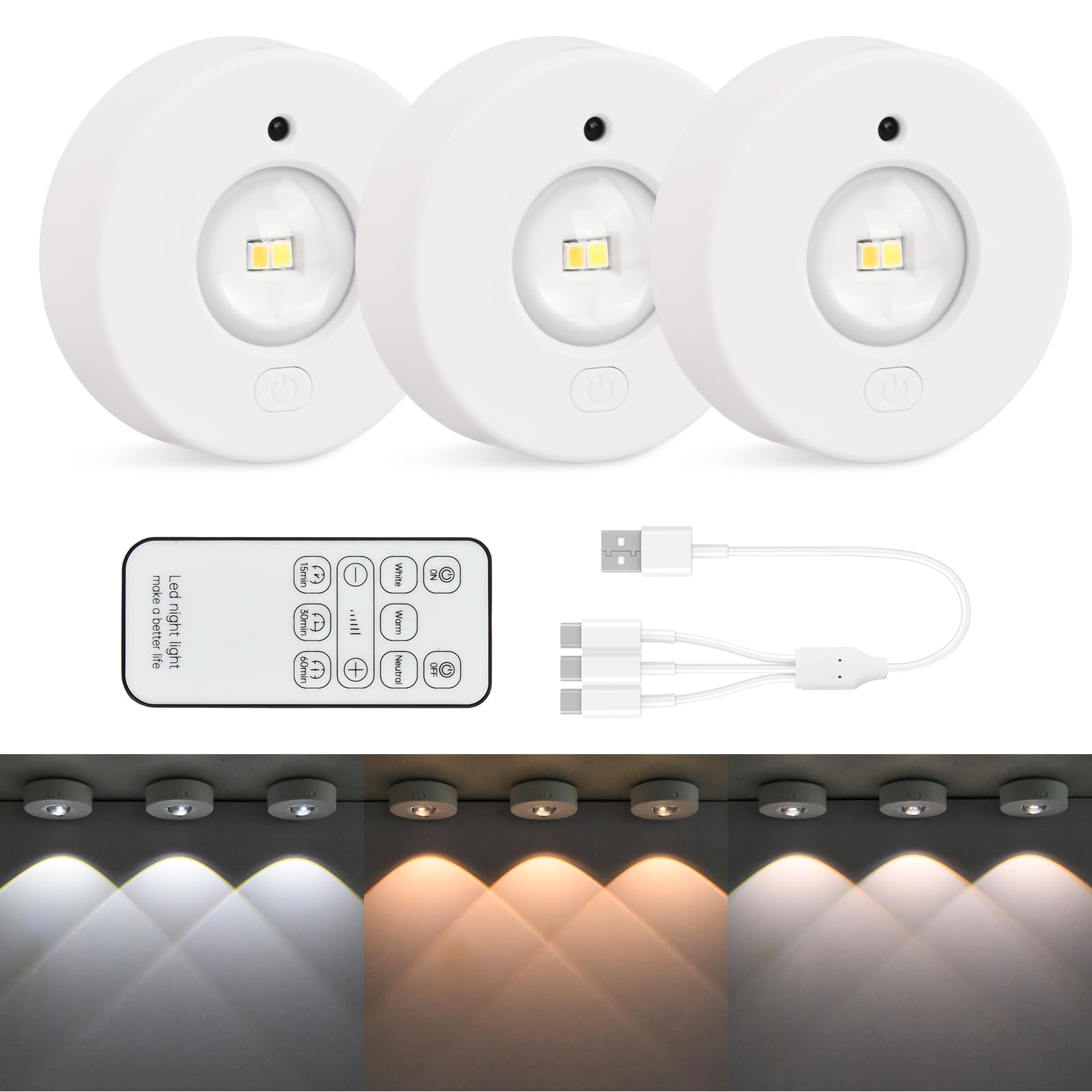 6 Luci LED Sottopensile A Batteria - Con Telecomando, Colori Multipli, Timer, Per Cucina E Armadi