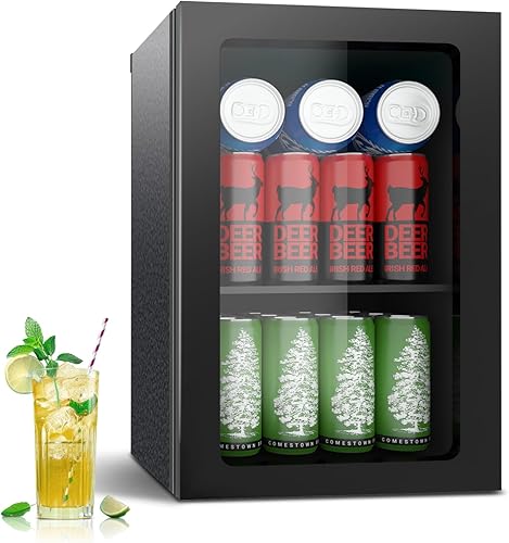 Refrigerador de bebidas, mini refrigerador para 24 latas, puerta sólida para bebidas, refrescos, cerveza o vino, refrigerador pequeño para oficina,
