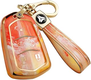 ontto Funda para Llave de Coche Compatible con Cadillac ATS CTS CT6 Escalade SRX XT5 XTS Carcasa de TPU con Llavero, 5 Botones, Color Amarillo