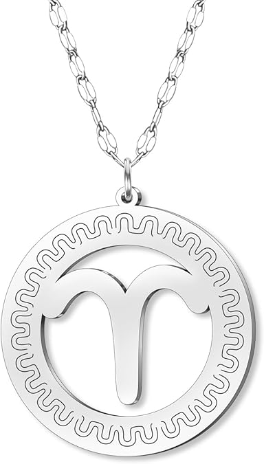 Stainless Steel Dainty Disc Zodiac Sign Necklace Silver 12 Constellation Pendant Horoscope Birthday Gifts for Women Astrology Lovers Minimalist Jewelry