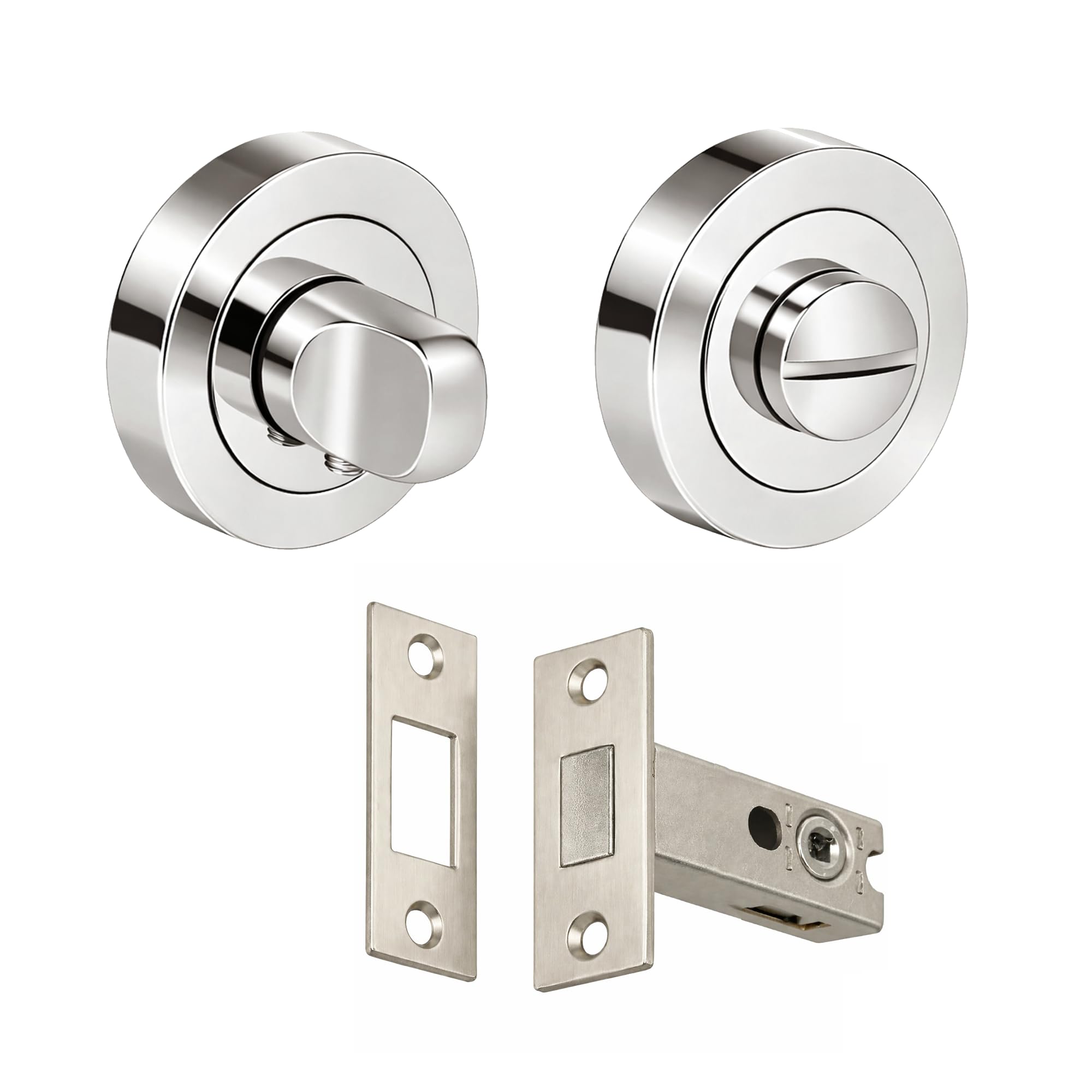 Bathroom Toilet Door Thumb Turn and Release Deadbolt Kit 76mm (57mm Backset) - Polished Chrome