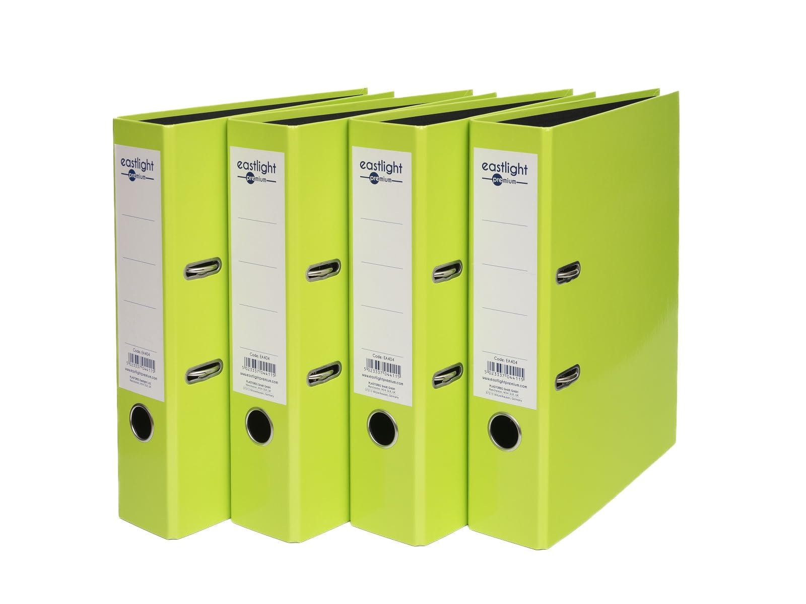 Eastlight A4 Bright Colour Lever Arch File 70mm Spine, Green, Pack of 4