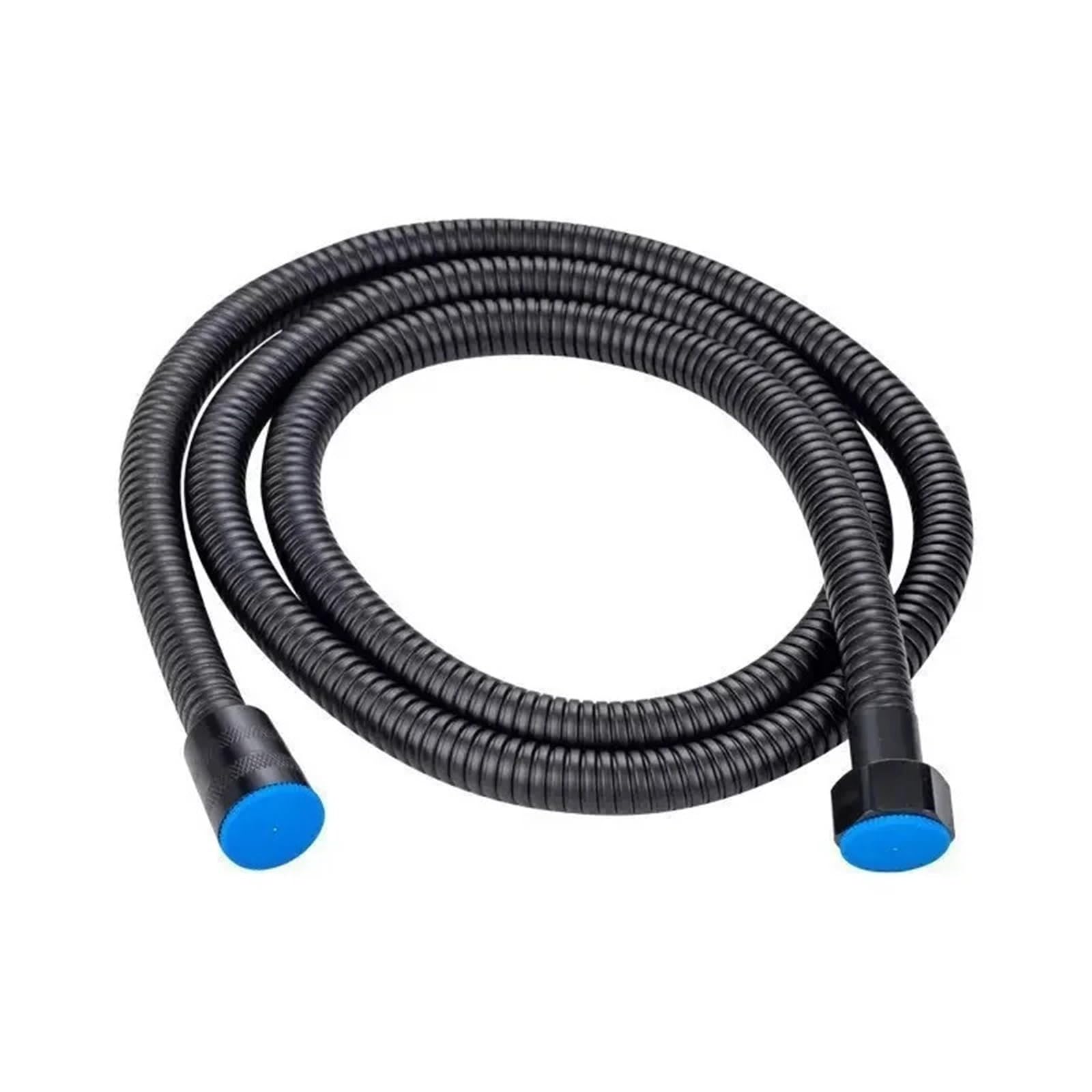 Shower Hose 1.5/2M Black/Silver Flexible Stainless Steel Long Bathroom Pipe Extension Accessories(Black 1.5M)