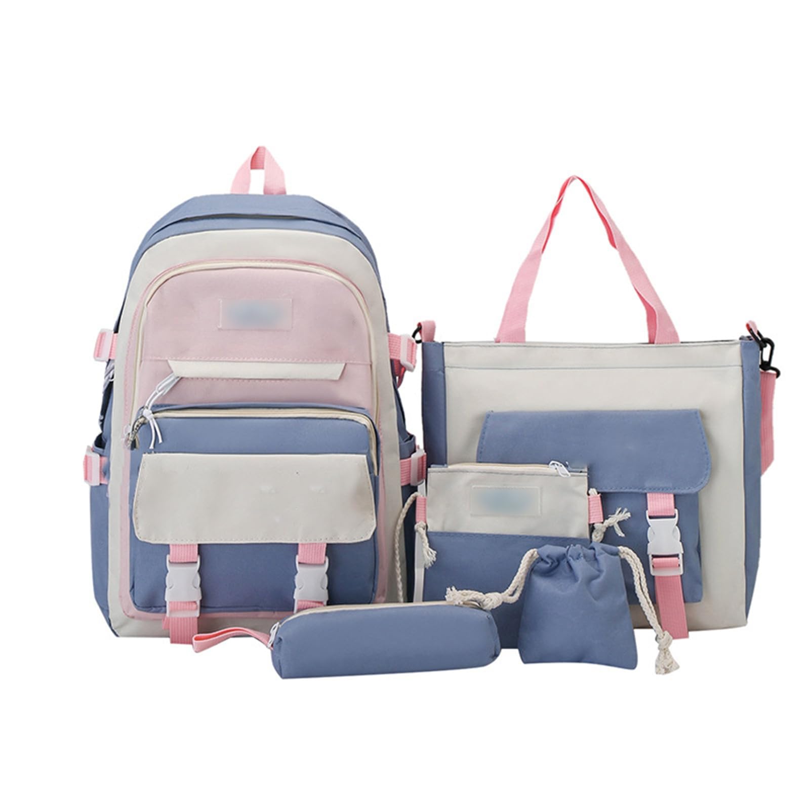Juego de mochila para niños con bolsa de almuerzo, estuche para lápices, kit de mochila escolar de 5 piezas, mochila ligera y duradera para estudiantes de jardín de infantes, Bu1, Talla única