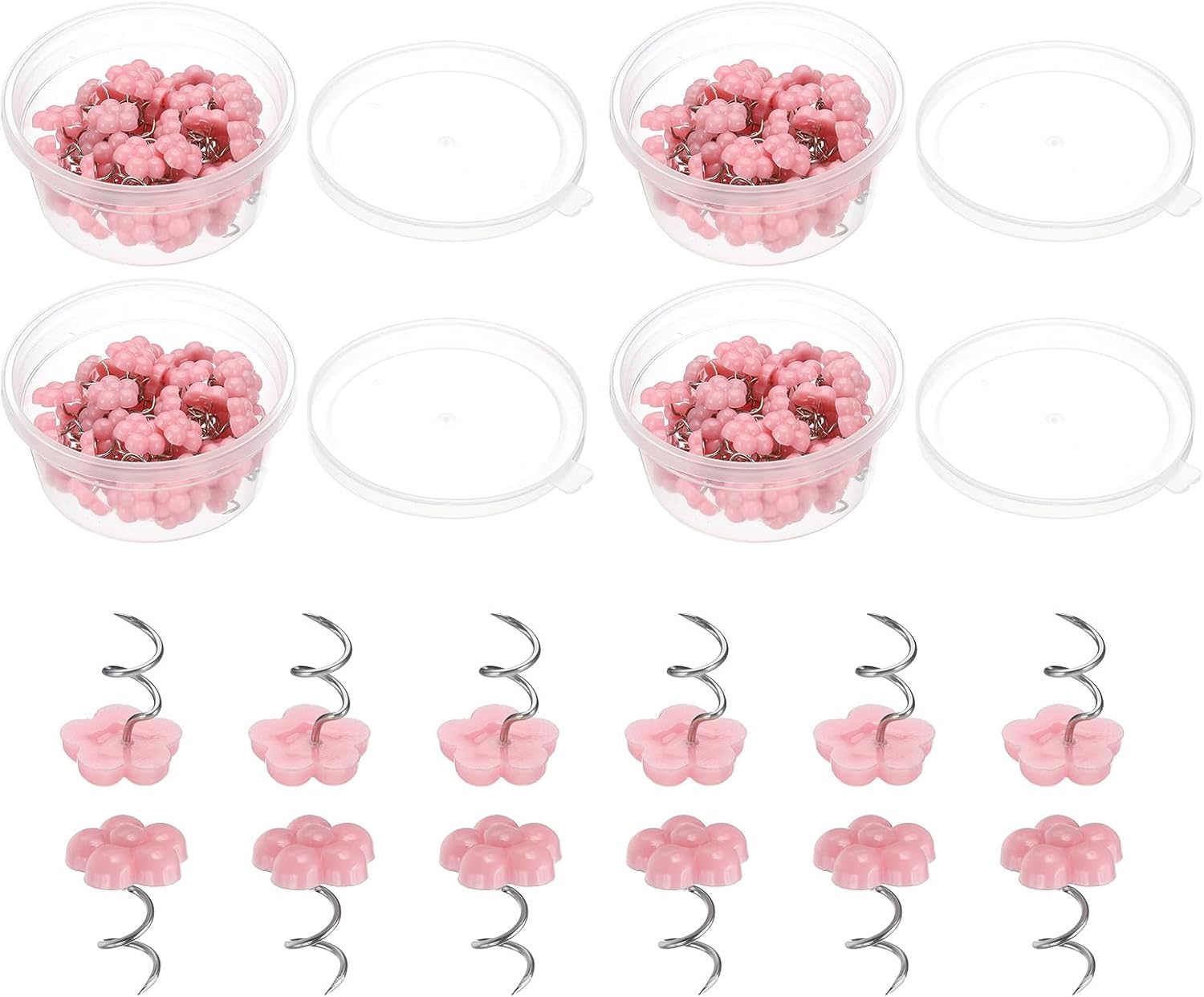 PATIKIL 200 Pcs Upholstery Twist Pins, Headliner Bed Pins Furniture for Bed, Armrest, Slipcovers, Skirt, Fabric, Sofa(Pink Plum Blossom, 0.63 x 0.55 Inch)