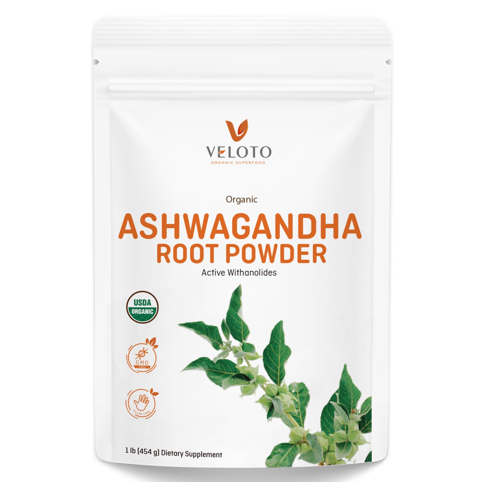 Organic Ashwagandha Powder 454g - 100% Pure & Natural, Stress & Anxiety Relief, Energy & Sleep Support, 302 Servings - Indian Withania Somnifera, Vegan, Non-GMO, Gluten-Free, No AdditivesUSDA Organic