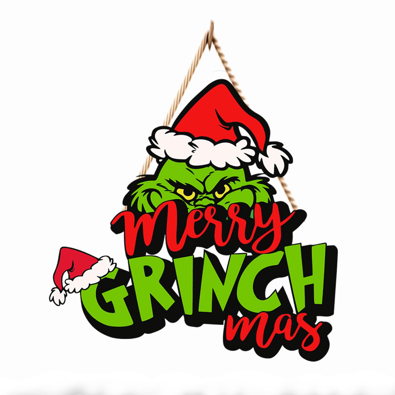 Christmas Door Sign Christmas Wood Sign Hanging Xmas Holiday Wood Hanger for Front Door Decor Outdoor Indoor Wall Wreath Decor for Christmas Family Kids Party