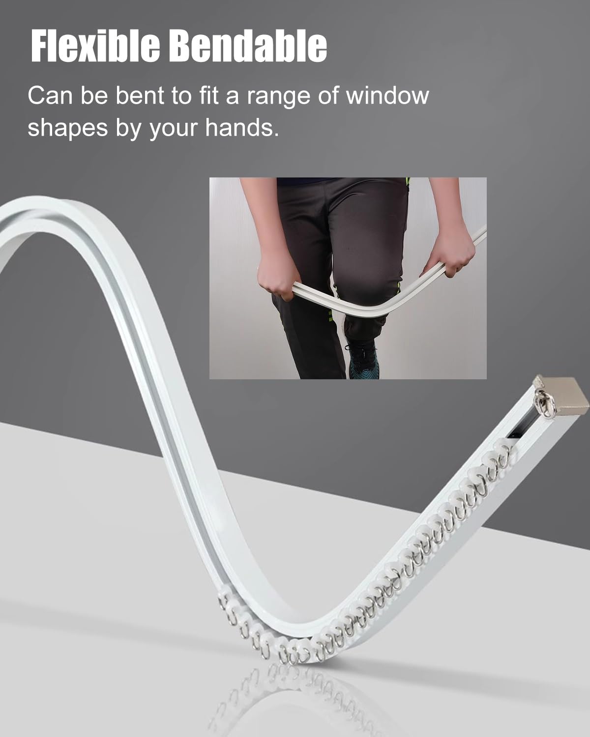 ed Système de rails de rideaux cachés, tringle à rideaux pliable dissimulée et intégrée pour fenêtre de séparation de pièce privée (couleur 3)