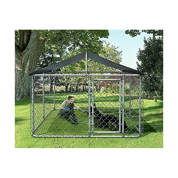 Kullavik Dog Kennel Outdoor with Heavy Duty Galvanized Chain Link Dog
