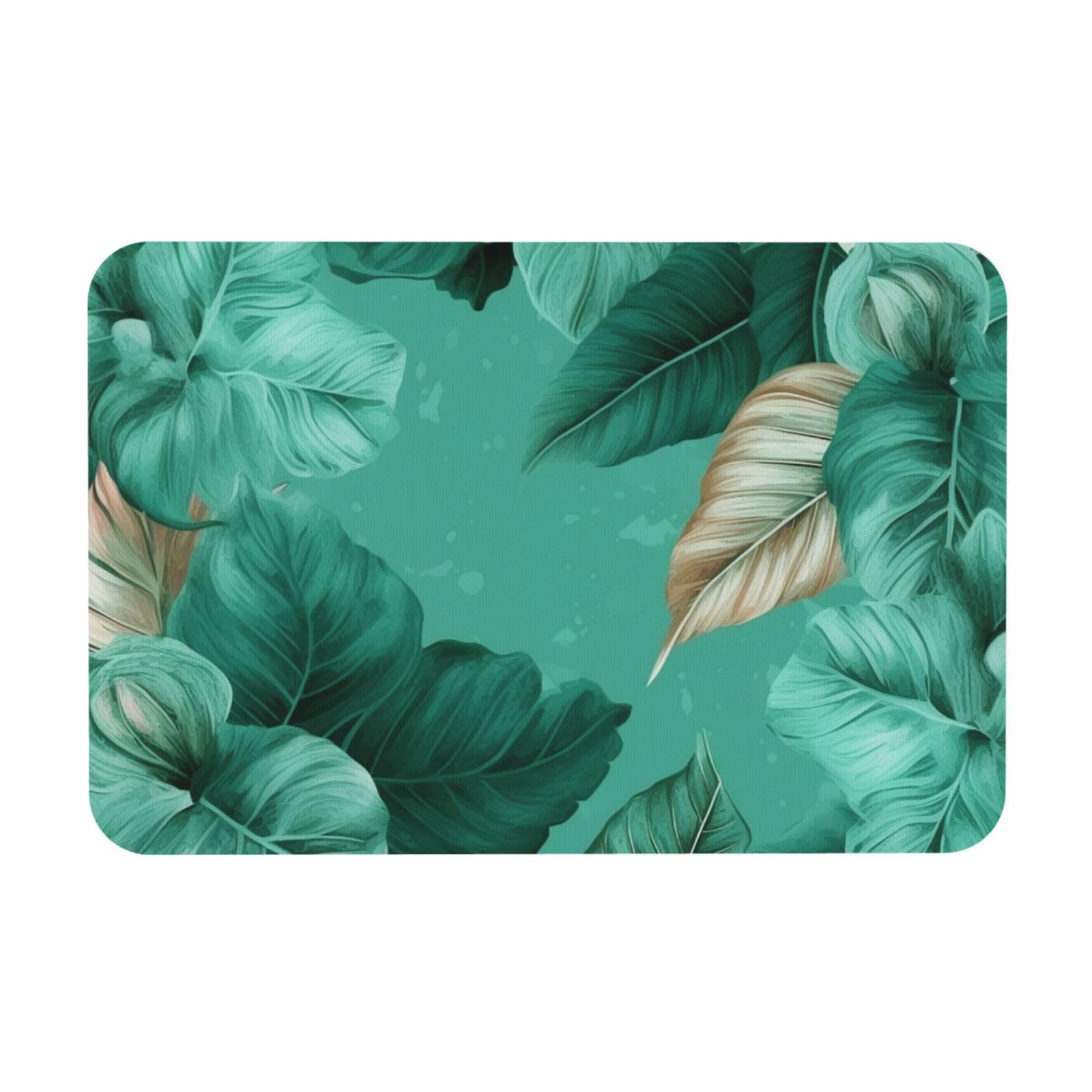 Tapis de douche antidérapant feuilles vertes pour salle de bain moderne