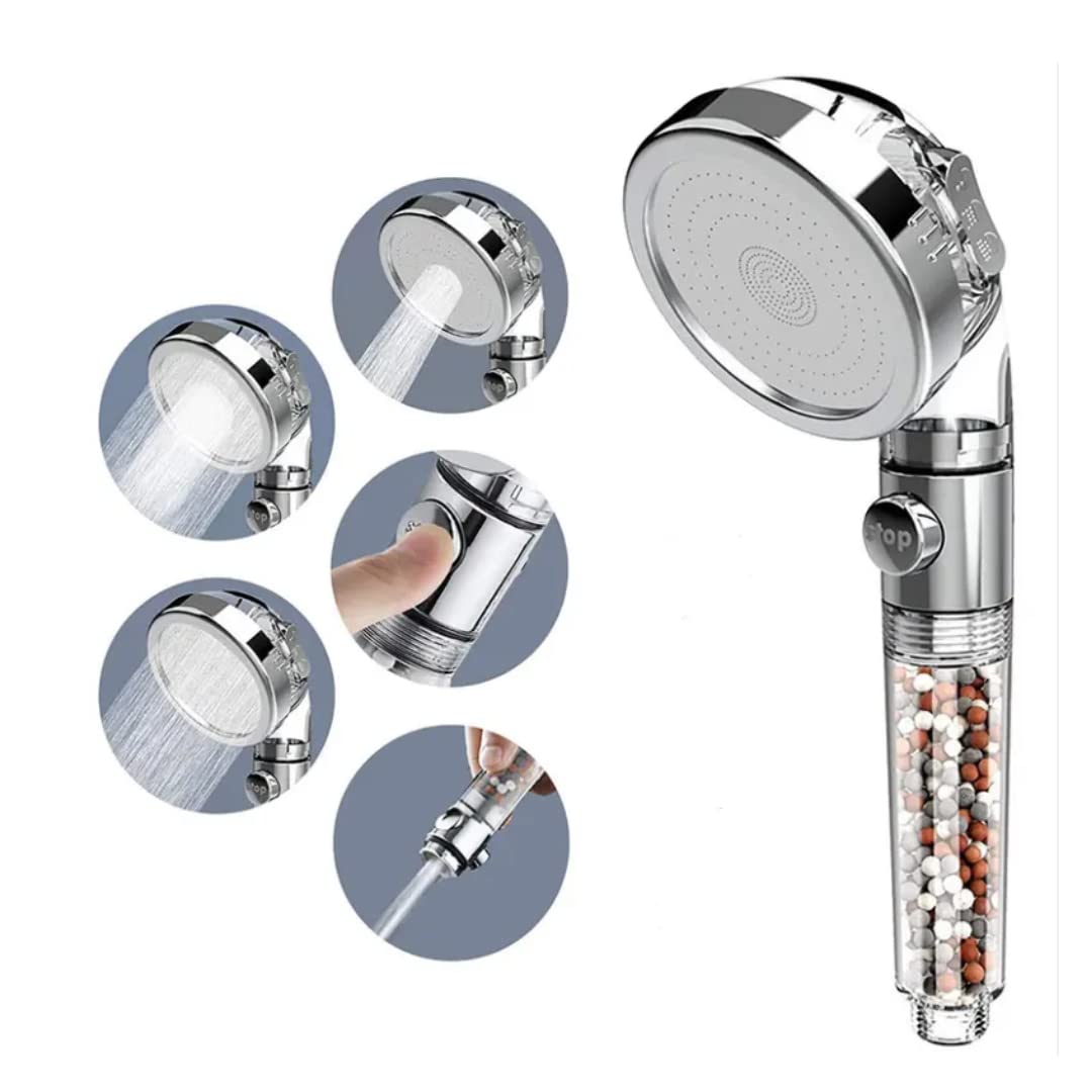 Mawans Transparent Ionic Shower Head, High Pressure Handheld, Water Filter Shower Heads For Hard Water, Eco-Stop Function, 3 Modes Adjustable, Water Saving