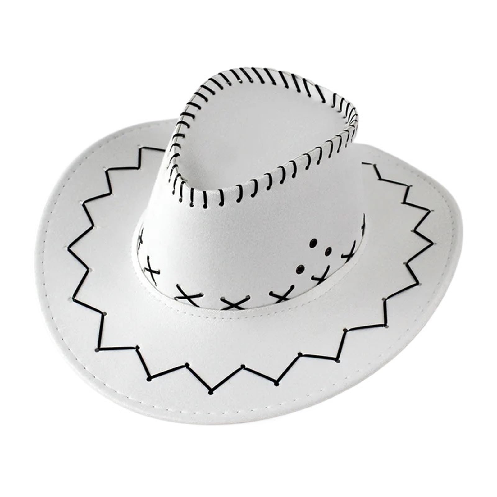 vrfvsdasAAS Cowboy Hat Vintage Cowboy Hat Unisex Wide Brim Jazz Hat Streetwear Fancy Dress(White)