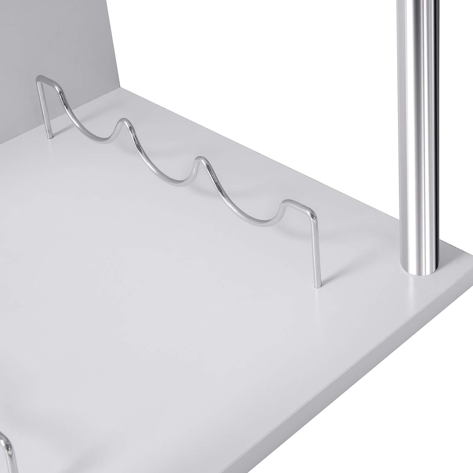 WOLTU Table de Bar avec 3 Tablettes et Porte-Bouteilles, Table de Cuisine Haute en MDF et Métal, Mange Debout pour Bar, Cuisine, Salon, 113 x 40 x 105 cm, Blanc